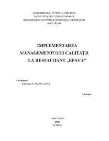 Implementarea Managementului Calității la Restaurant Epava - Pagina 2