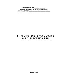 Studiu de evaluare la SC Electrica SRL - Pagina 1