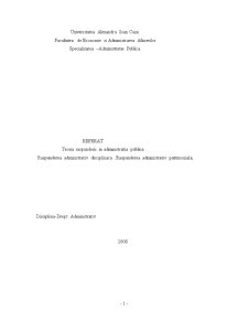 Teoria Raspunderii in Administratia Publica - Raspunderea Administrativ Disciplinara - Raspunderea Administrativ Patrimoniala - Pagina 1
