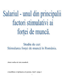 Stimularea forței de muncă în România - Pagina 1
