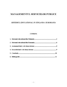 Managementul serviciilor publice - sistemul educațional în Finlanda și România - Pagina 1