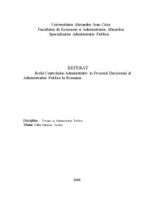 Rolul controlului administrativ în procesul decizional al administrației publice în România - Pagina 1