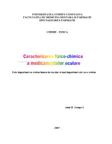 Caracterizarea Fizico-Chimica a Medicamentelor Oculare - Pagina 1