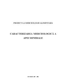 Caracterizarea Merceologică a Apei Minerale - Pagina 1