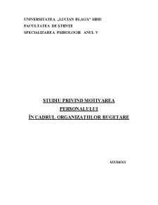 Studiu privind Motivarea Personalului în Cadrul Organizațiilor Bugetare - Pagina 1