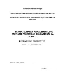Perfecționarea managementului calității procesului educațional - Pagina 1