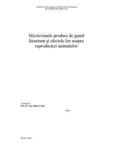 Micotoxinele Produse de Genul Fusarium și Efectele lor asupra Reproducției Animalelor - Pagina 1