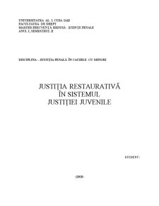 Justiția Restaurativă în Sistemul Justiției Juvenile - Pagina 1