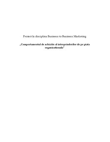 Comportamentul de achiziție al întreprinderilor de pe piața organizațională - Pagina 1
