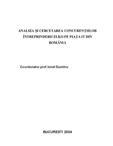 Analiza și Cercetarea Concurențiilor Întreprinderii Elko pe Piața IT - Pagina 1