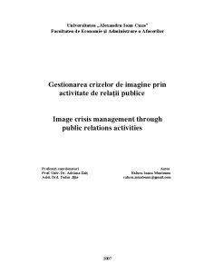 Gestionarea Crizelor de Imagine prin Activitate de Relații Publice - Pagina 1
