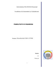 Fiabilitate și diagnoză - standardul ISO 17799 - Pagina 1