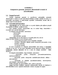 Compunerea Generala, Parametri Dimensionali și Masici ai Autovehiculelor - Pagina 1