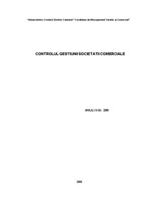 Controlul gestiunii societății comerciale - Pagina 1