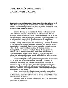 Politica în Domeniul Transporturilor - Pagina 1
