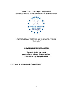 Curs de limba franceză pentru facultățile de științe sociale, comunicare și relații publice - Pagina 1