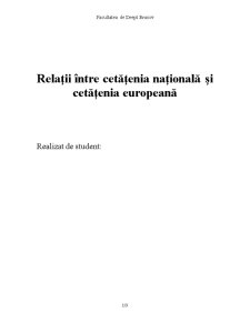 Relații între Cetățenia Națională și Cetățenia Europeană - Pagina 1