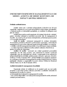 Instrumente Specifice Managementului de Mediu - Auditul de Mediu și Studiul de Impact Asupra Mediului - Pagina 1