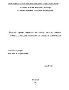 Imbunatațirea Mediului Economic pentru imm-uri în Urma Aderării României la Uniunea Europeana - Pagina 1