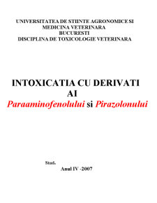 Intoxicatia cu Derivati ai Paraaminofenolului si Pirazolonului - Pagina 1