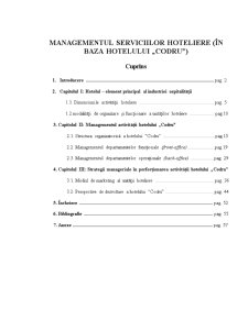 Managementul Serviciilor Hoteliere în Baza Hotelului Codru - Pagina 1