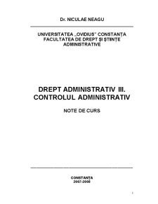 Drept Administrativ III - Controlul Administrativ - Pagina 1