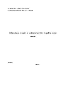 Educația ca obiectiv în cadrul politicilor publice privind rromii - Pagina 1