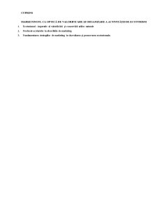 Marketingul Ca Optică de Valorificare și Organizare a Activității de Ecoturism - Pagina 1