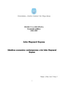 Gândirea Economica Contemporana a lui John Maynaral Keynes - Pagina 1