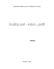 Analiza Cost-Volum-Profit - Pagina 1