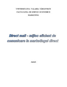 Direct Mail - Mijloc Eficient de Comunicare în Marketingul Direct - Pagina 1