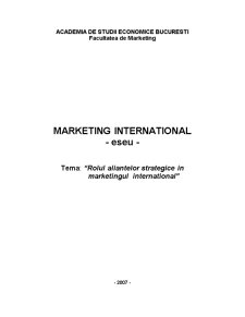 Rolul alianțelor strategice în marketingul internațional - Pagina 1