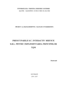 Preocupările SC Interactiv Service SRL pentru implementarea principiilor TQM - Pagina 1