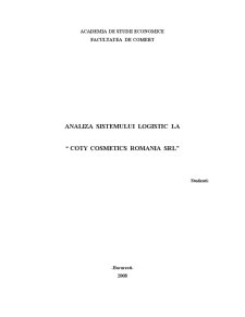 Analiza Sistemului Logistic la Coty Cosmetics România SRL - Pagina 1