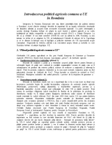 Introducerea Politicii Agricole Comune a UE în România - Pagina 1