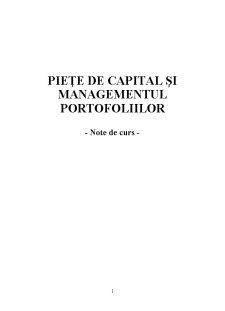 Piețe de Capital și Managementul Portofoliilor - Pagina 1