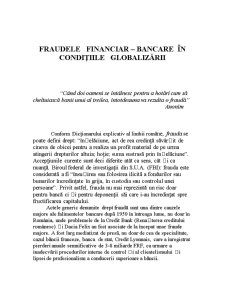 Fraudele Financiar - Bancare în Condițiile Globalizării - Pagina 1