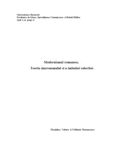 Modernismul românesc - teoria sincronismului și a imitației valorilor - Pagina 1