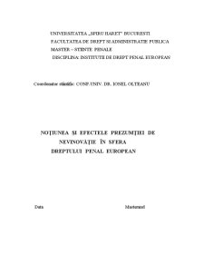 Noțiunea și Efectele Prezumției de Nevinovăție în Sfera Dreptului Penal European - Pagina 1