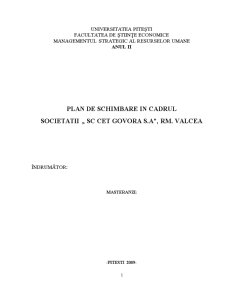 Plan de schimbare în cadrul societății SC Cet Govora SA, Rm Vâlcea - Pagina 1
