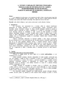 Studiu comparativ privind utilizarea tehnologiilor informatice în cadrul întreprinderilor din România - particularizare pe domeniul auditului firmei - Pagina 1
