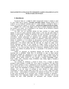 Managementul Strategic în Vânzări în Cadrul Dealerului Auto World Park din Pitești - Pagina 1