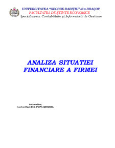 Analiza Situatiei Financiare a Firmei - Pagina 1