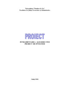 Fundamentarea Alegerii unui Proiect de Investiții - Pagina 1