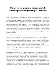 Comerțul cu munca la negru - posibile tendințe pentru imigrația spre România - Pagina 1
