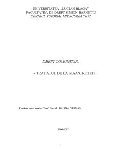 Drept Comunitar - Tratatul de la Maastricht - Pagina 1