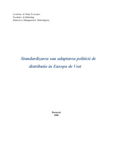 Standardizarea sau adaptarea politicii de distribuție în Europa de Vest - Pagina 1