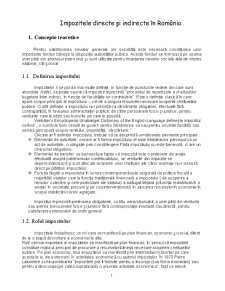 Impozitele Directe și Indirecte în România - Pagina 1