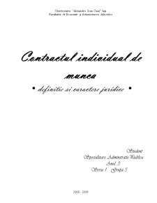 Contractul Individual de Muncă - Definiție și Caractere Juridice - Pagina 1