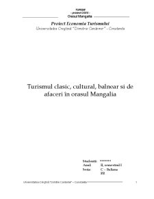 Turismul clasic, cultural, balnear și de afaceri în orașul Mangalia - Pagina 1